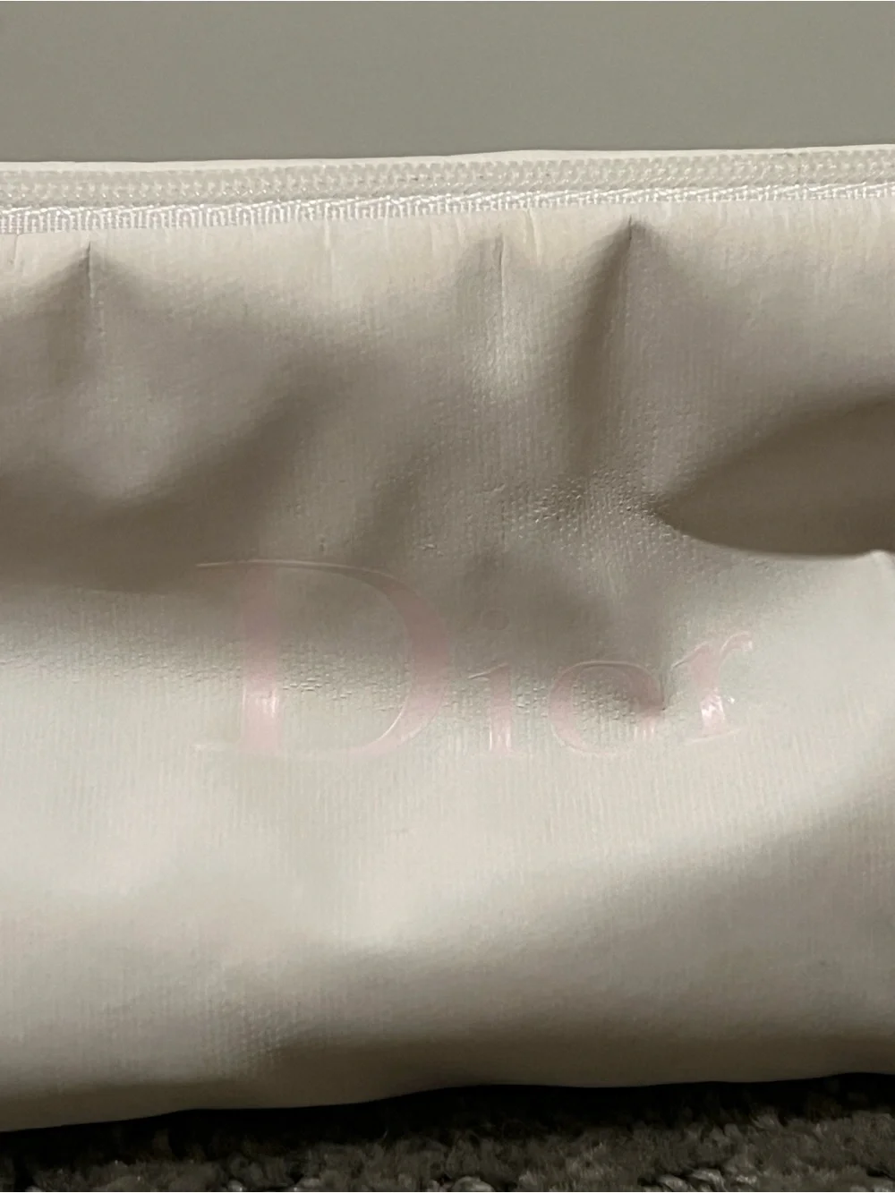 Dior Cream White Logo Zip Pouch